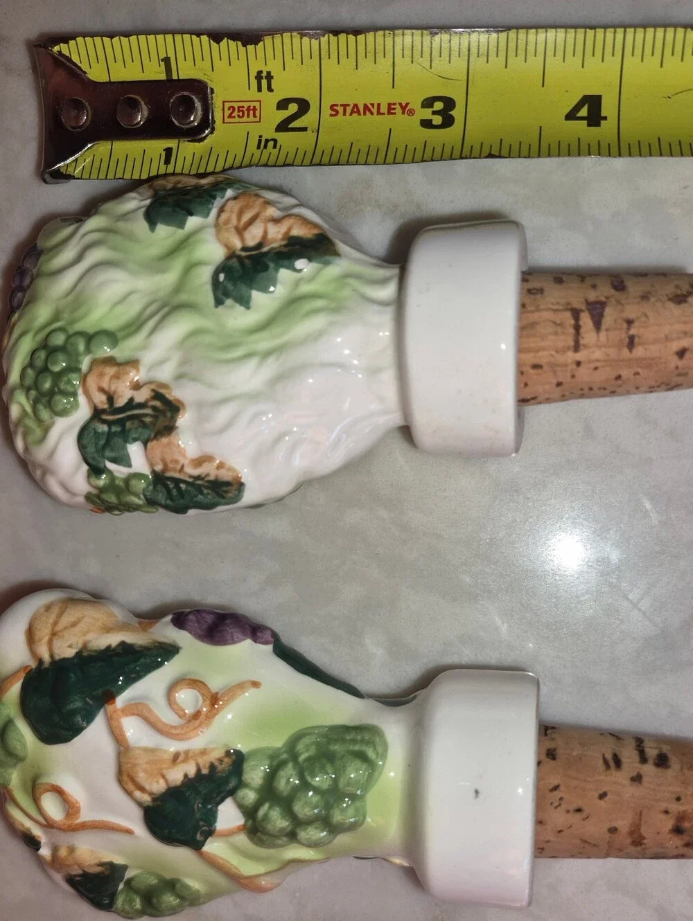 2 Ceramic Wine Stoppers from the 2001 Prodyne Cera Vino line